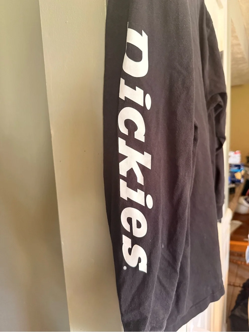 Dickies Black Crewneck Long Sleeve Shirt with Logo Print
